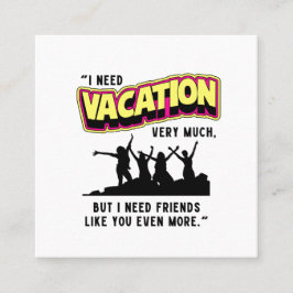 URLAUB QUADRATISCHE VISITENKARTE