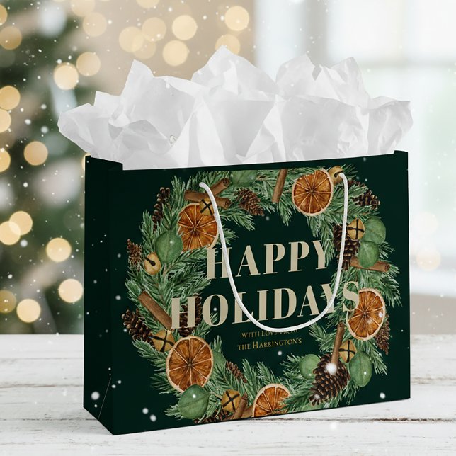 Urlaub Rustikaler Kiefernrost Orangefarbenes Wasse Große Geschenktüte (Von Creator hochgeladen)