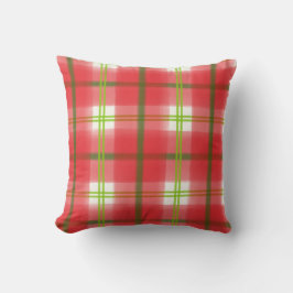 Urlaub Rustikales Aquarell Rotes Grün Kariert Kissen