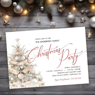 Urlaub Rustikales Evergreen Weihnachtsfest Party Einladung