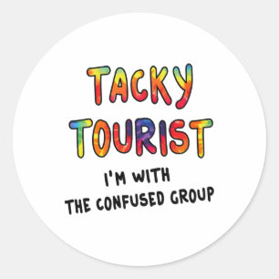 Urlaub Tacky Tourist Kostüm Tie Dye Tacky Reise Runder Aufkleber