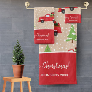 Urlaub Vintager LKW Frohe Weihnachtsbäder Badhandtuch Set