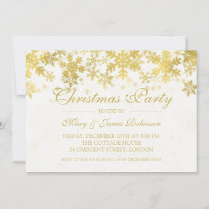 Urlaub / Weihnachtsfest Party Gold Winterschneeflo Einladung
