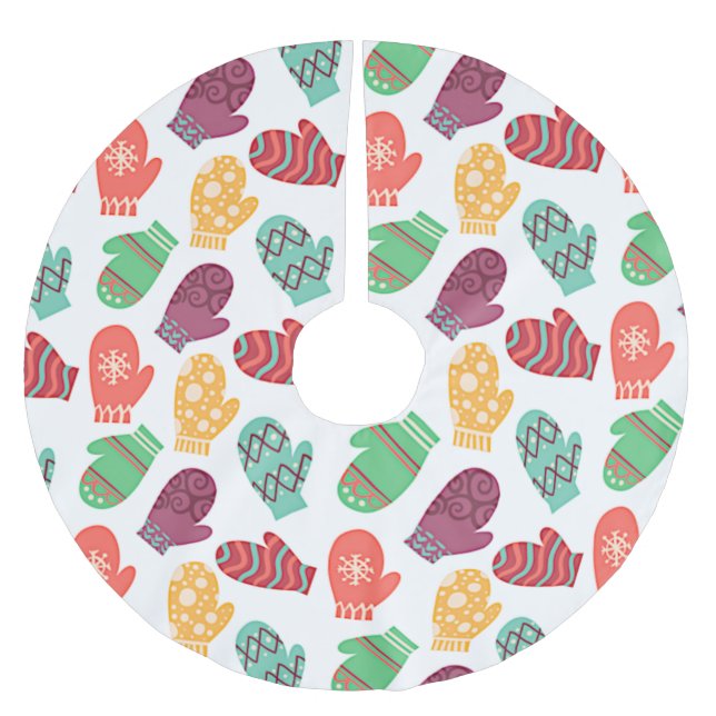 Urlaub Winter Mittens Polyester Weihnachtsbaumdecke (Vorderseite)