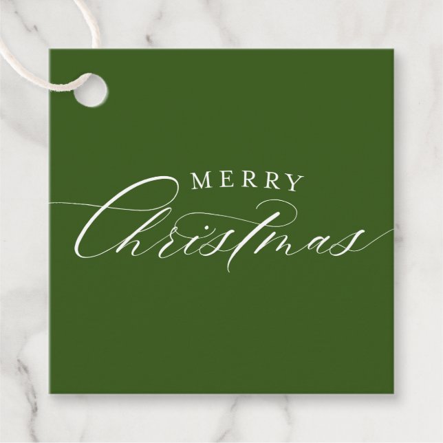 URLAUB WRAPPING Frohe Weihnachten elegant grün Geschenkanhänger (Vorderseite)