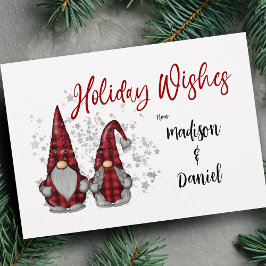 Urlaub wünscht rustikale Gnome in Red Buffalo Kari Feiertagskarte
