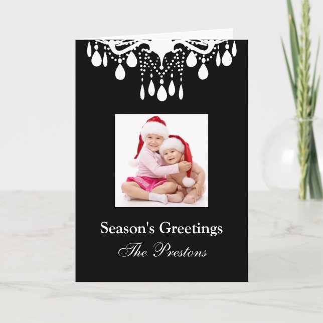 Urlaubkristalle (schwarz) feiertagskarte (Vorderseite)