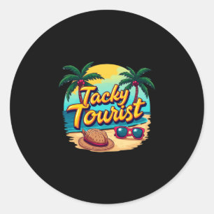 Urlaubs-Tacky-Touristen-Outfit-wackige-Kreuzfahrt- Runder Aufkleber