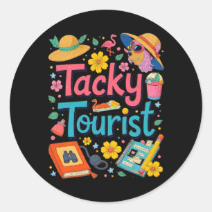 Urlaubs-Tacky-Touristen-Outfit-Wacky-Kreuzfahrt-Ko Runder Aufkleber
