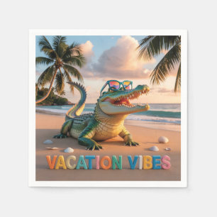 "Urlaubs-Vibes" Cooler Krokodil am Strand Serviette