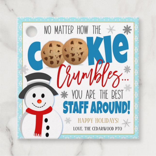 UrlaubsCookie Vielen Dank, dass Sie Tag Geschenkanhänger (Vorderseite)