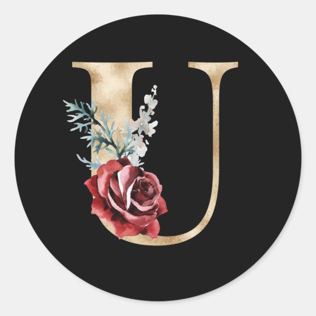 Urlaubsinitiativen für Winterferien Buchstabe U Runder Aufkleber (Vorderseite)