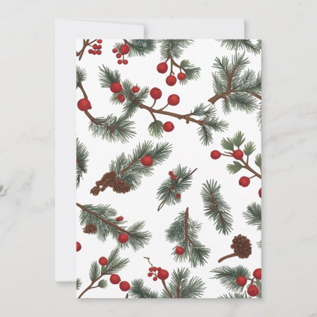 Urlaubskarte Classic Woodland Wreath Flat Feiertagskarte (Vorderseite)