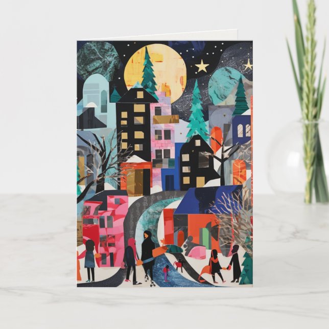 Urlaubskarten mit Abstrakter Dorflandschaft Feiertagskarte (Vorderseite)