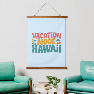 Urlaubsmodus Hawaii Tropisches Paradies Sommer Sti Wandteppich Mit Holzrahmen