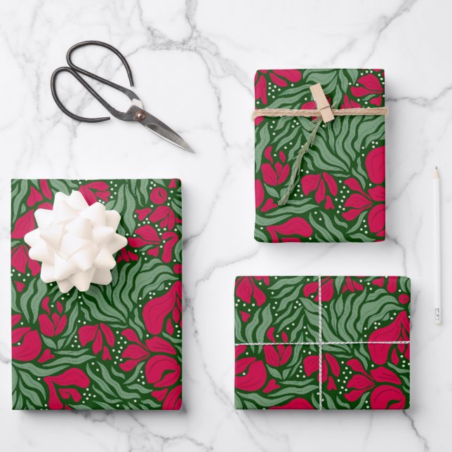 Urlaubspapier Wild Florals - Grünbuch Geschenkpapier Set (Vorderseite)