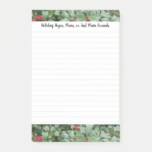 Urlaubspläne hofft Liste der Beeren von Holly-Blät Post-it Klebezettel