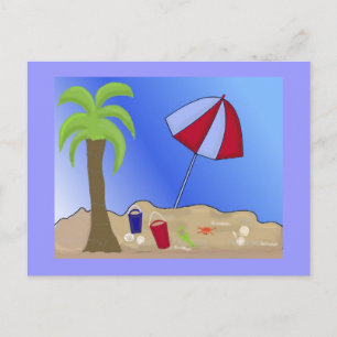 Urlaubsstrand Szene Postkarte
