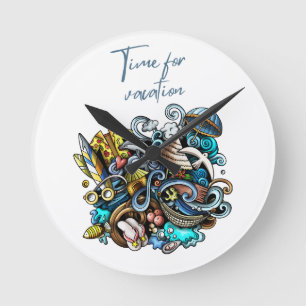 Urlaubszeit Runde Wanduhr