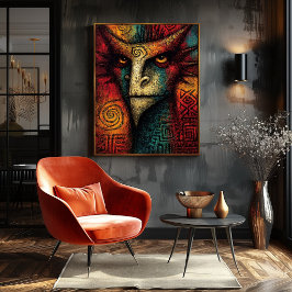 Urmasken-Abstrakt – Expressionistischer Stammestyp Poster