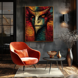Urmasken-Abstrakt – Expressionistischer Stammestyp Poster
