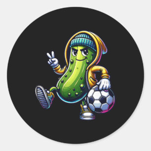 Urn Pickle Fußballspieler Coole Cartoon Vibes  Runder Aufkleber