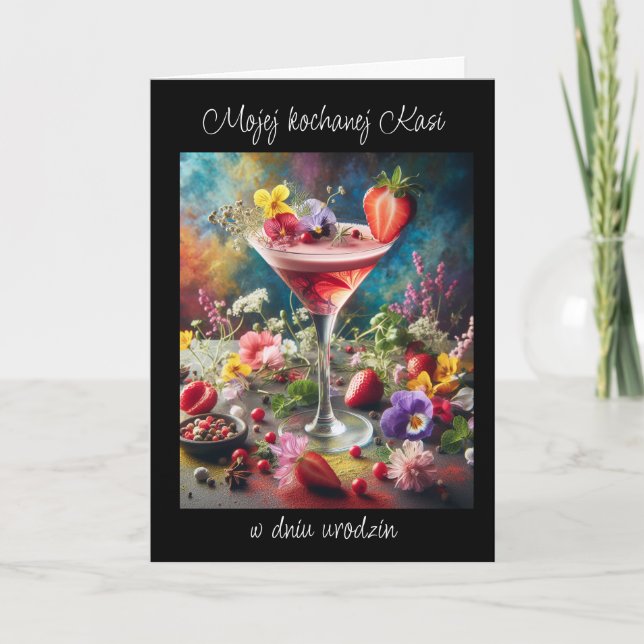 Urodziny - Personalisierte polnische Geburtstagska Karte (Vorderseite)