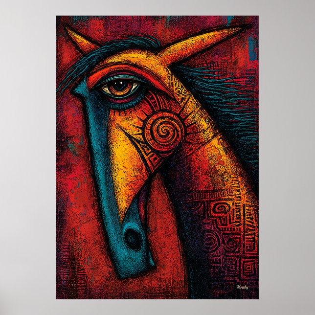 Urpferdgeist – Expressionistische abstrakte Wand  Poster (Vorne)