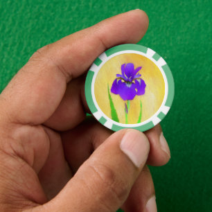urple Bearded Iris Painting - Original Blume Art Pokerchips