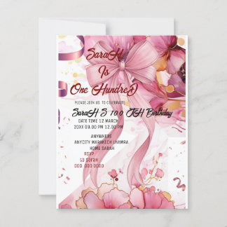 urple Rose 100. Geburtstagsgeschenk Modernes Rosa Postkarte