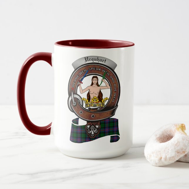 Urquhart Clan Abzeichen Combo 15oz Tasse (Mit Donut)