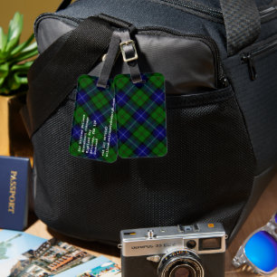 Urquhart tartan blue kariert gepäckanhänger