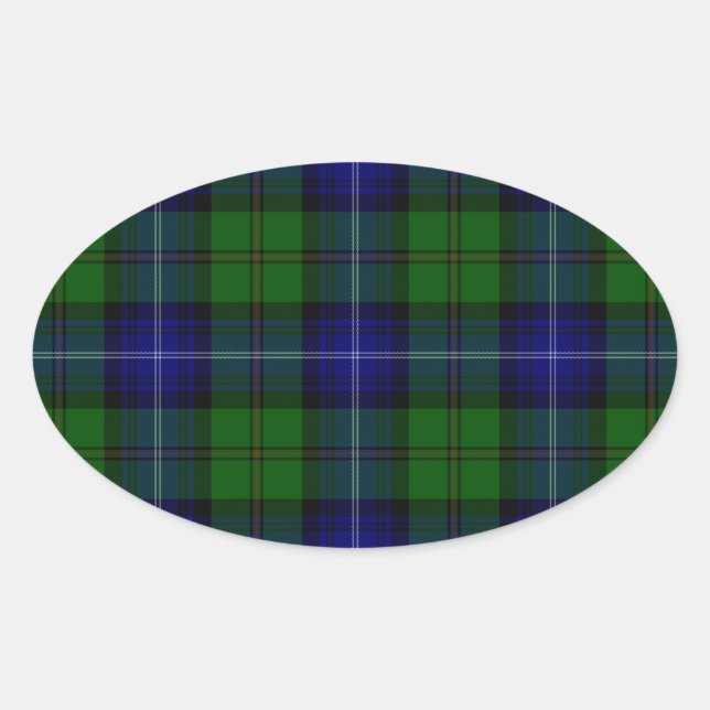 Urquhart tartan blue kariert ovaler aufkleber (Vorderseite)