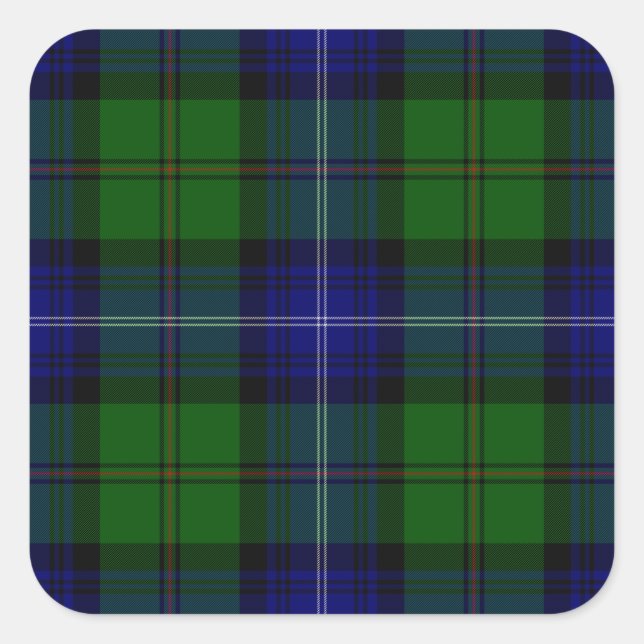 Urquhart tartan blue kariert quadratischer aufkleber (Vorderseite)
