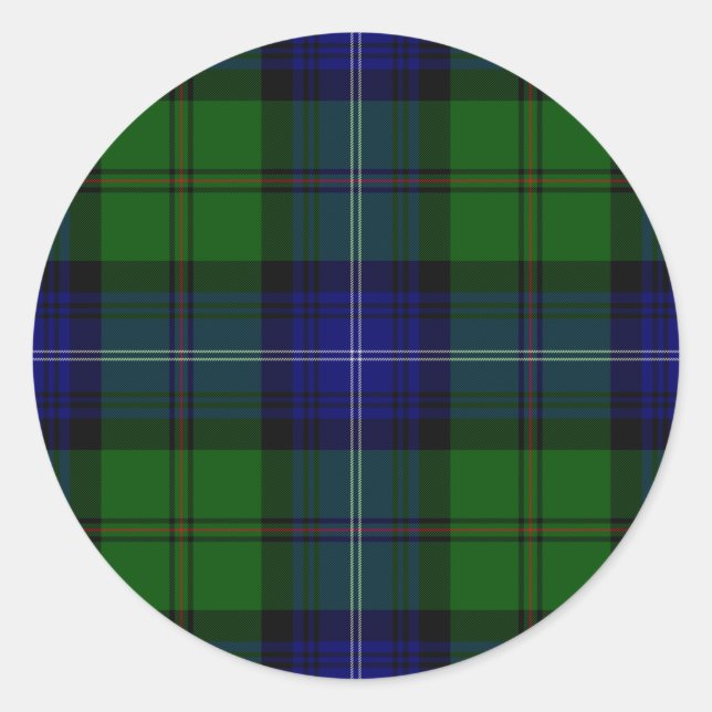 Urquhart tartan blue kariert runder aufkleber (Vorderseite)