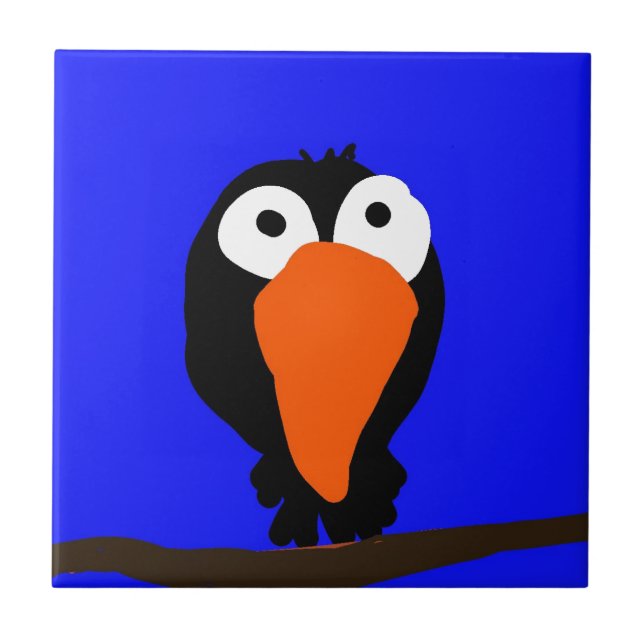Urraco zeichnend schwarzer Vogel Fliese (Vorderseite)