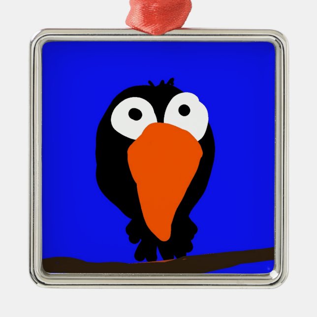 Urraco zeichnend schwarzer Vogel Ornament Aus Metall (Vorne)