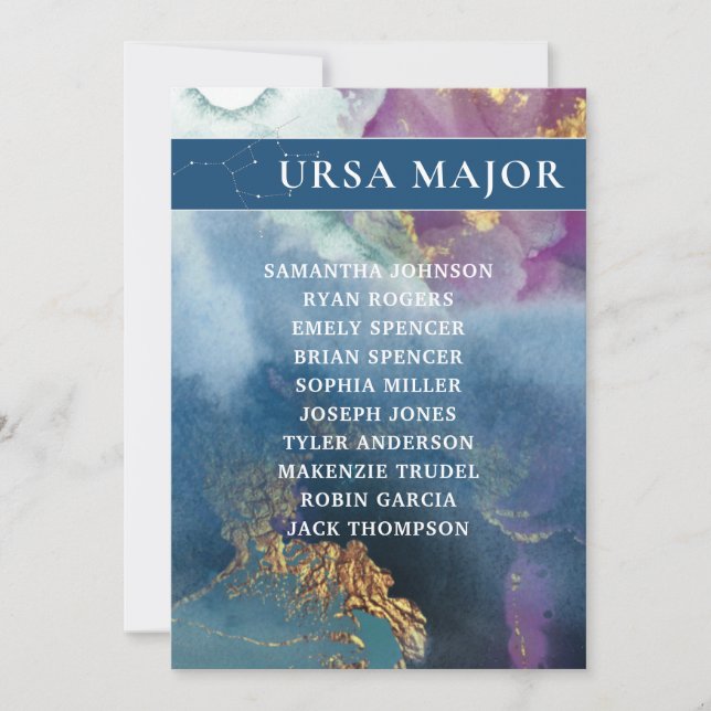 Ursa Major Tischnummer Celestial Seating Chart (Vorderseite)