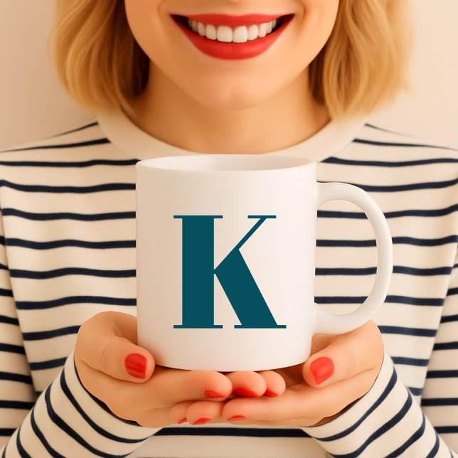 Urschrift | Aquamarin Monogram Modern Stilvoll Coo Kaffeetasse (Von Creator hochgeladen)