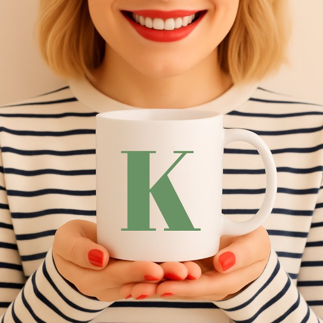 Urschrift | Monogram Modern trendy Sage Green Kaffeetasse (Von Creator hochgeladen)