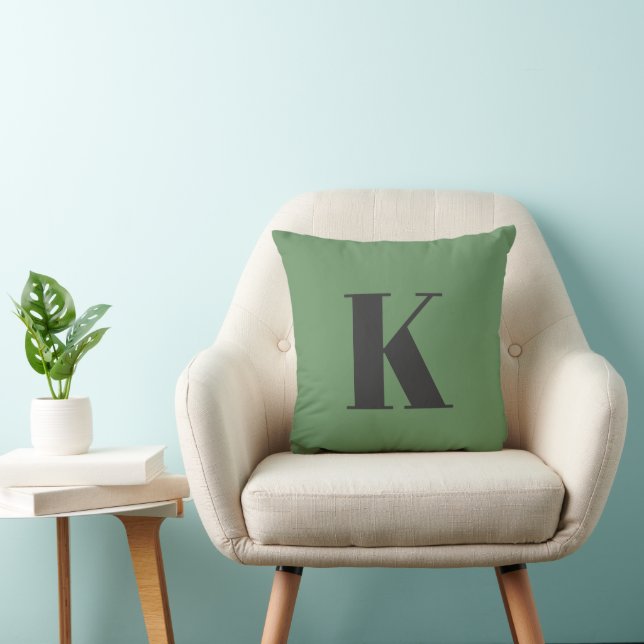 Urschrift | Monogram Modern trendy Sage Green Kissen (Stuhl )