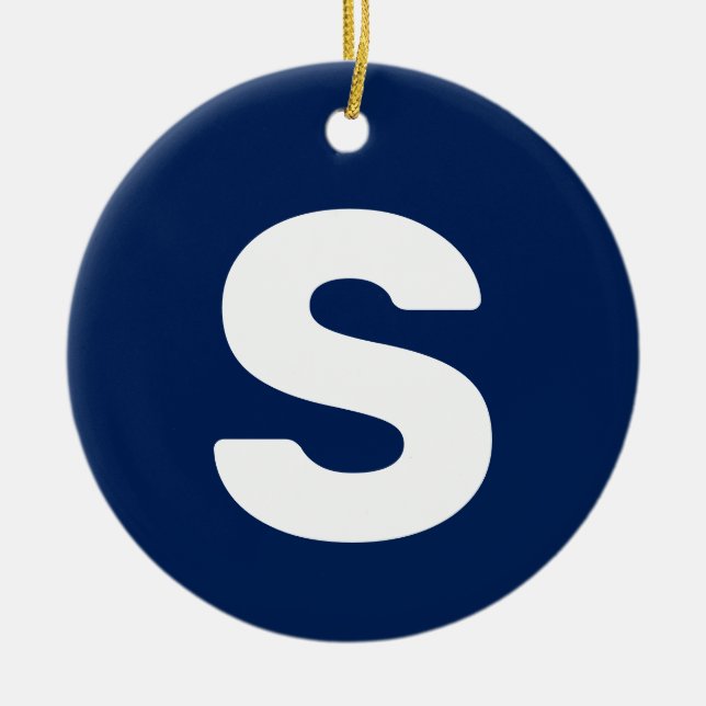 Urschrift | Navy Indigo Simple Elegant Keramik Ornament (Vorne)
