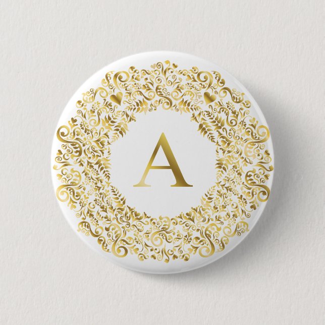Ursprünglich ein goldenes Damasken Classic Muster Button (Vorderseite)