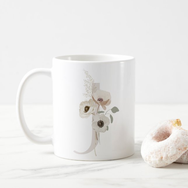 Ursprünglich J mit weich Blume Kaffee Tasse (Mit Donut)