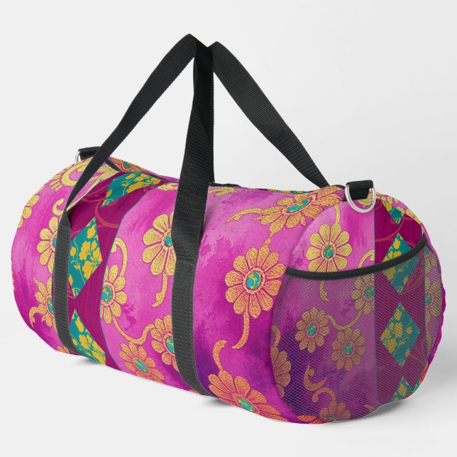 URSPRÜNGLICH Lila rosa Muster - Duffel-Beutel Duffle Bag (Rechte Ecke)