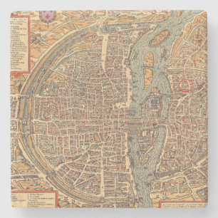 Ursprüngliche antike Karte von Paris Frankreich Steinuntersetzer