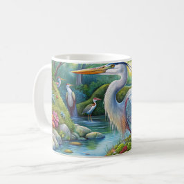 Ursprüngliche Aquarellfarbe Große Blaue Heron-Bird Kaffeetasse