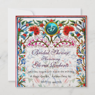 URSPRÜNGLICHE BLUME DAMASK MONOGRAM Blaues Eis Einladung