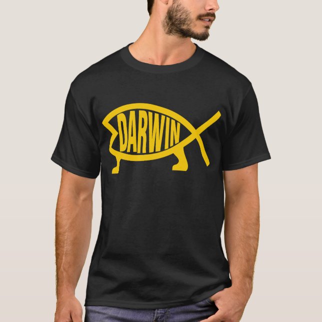 Ursprüngliche Darwin-Fische (Senf) T-Shirt (Vorderseite)