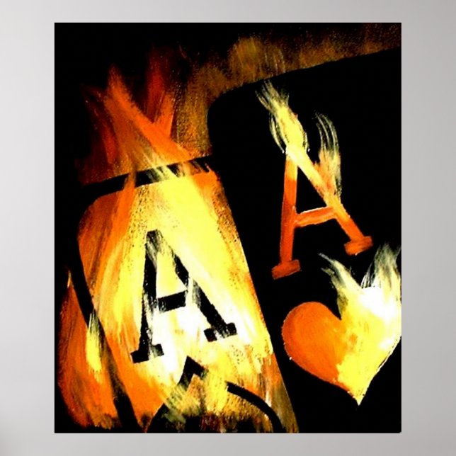 URSPRÜNGLICHE DESIGN FLAMING POCKET ACS POKER ART POSTER (Vorne)